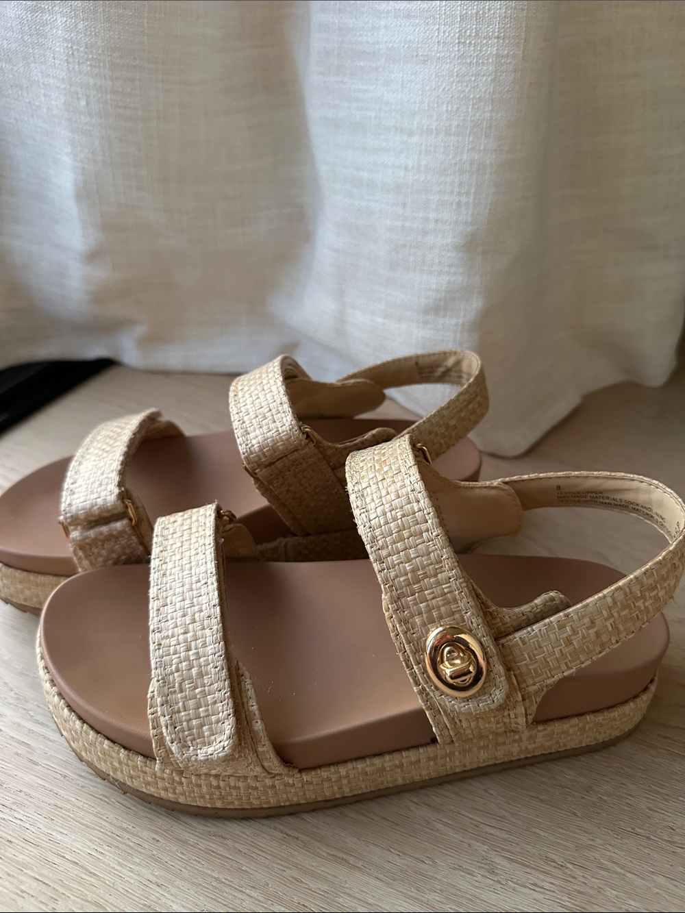 Woven Straw Beige Platform Sandals